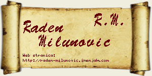 Raden Milunović vizit kartica